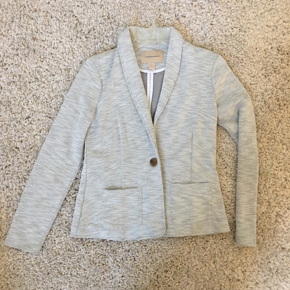 Banana Republic Knit Fitted Blazer XS Gray white